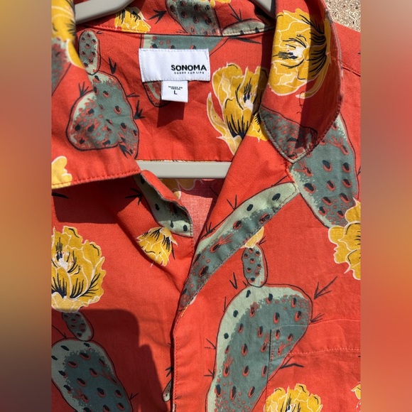 Sonoma Red and Green Casual Button Down Shirt Size Large - Picture 5 of 7